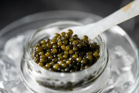 caviar on ice with a pearl spoon