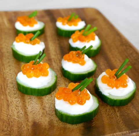 Cucumber Boats Topped with Caviar