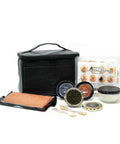Black Cooler bag, 2-3 choices of 2oz American caviar and roes, French blinis, creme fraiche, 2 mother of pearl spoons