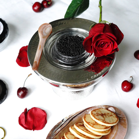 Insulated Caviar Server, Hammered Stainless Steel