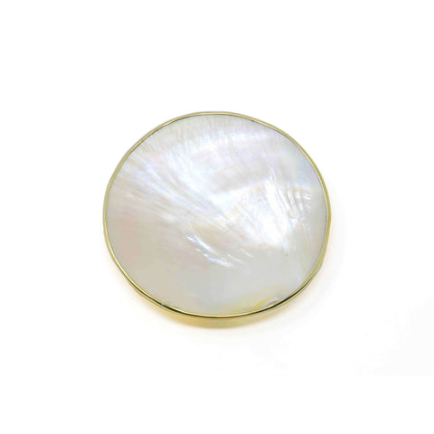 Mother of Pearl Caviar Plate - Gold Brass Edge