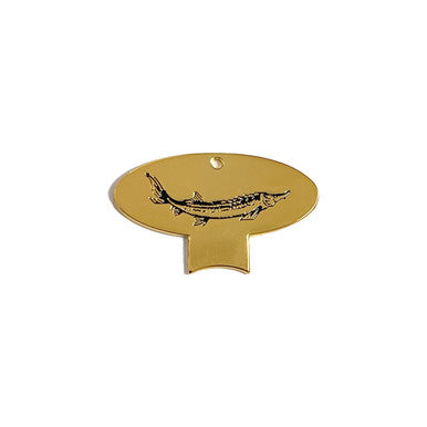 Plain Gold Caviar Key, Sturgeon Engraving