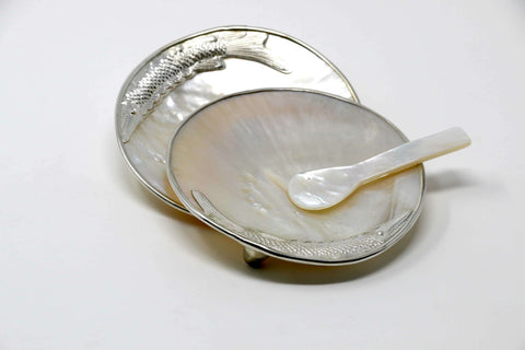 Mother of Pearl Caviar Palette - Silver Sturgeon Rim