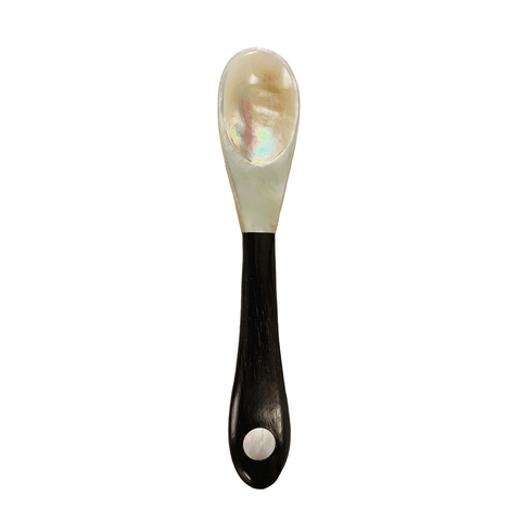 Mother of Pearl Spoon with Dot Inlay, Wooden Handle