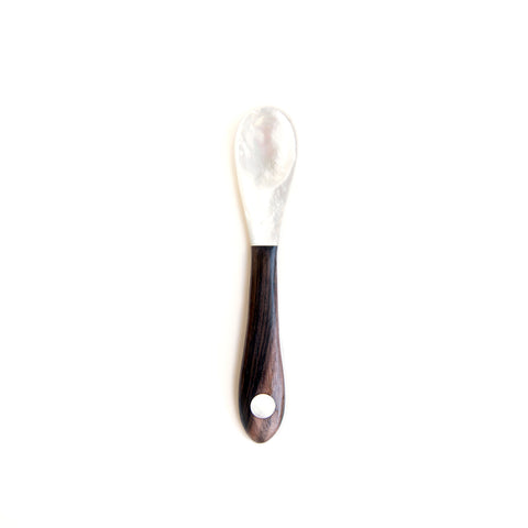 Mother of Pearl Spoon with Dot Inlay, Wooden Handle