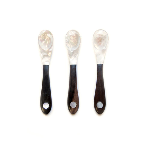 Mother of Pearl Spoon with Dot Inlay, Wooden Handle