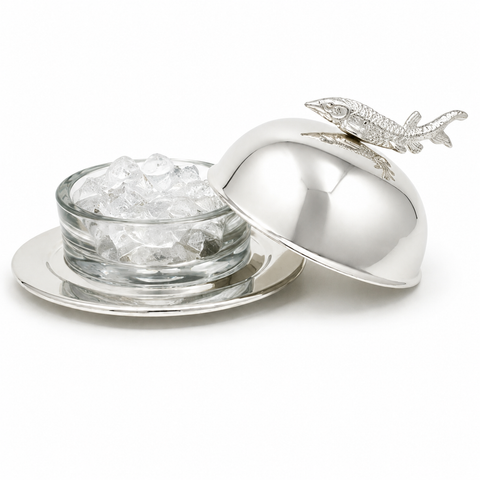 Caviar Cloche, Silver with Sturgeon Handle